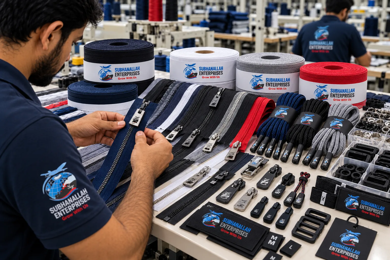 Zippers and trims for custom sportswear