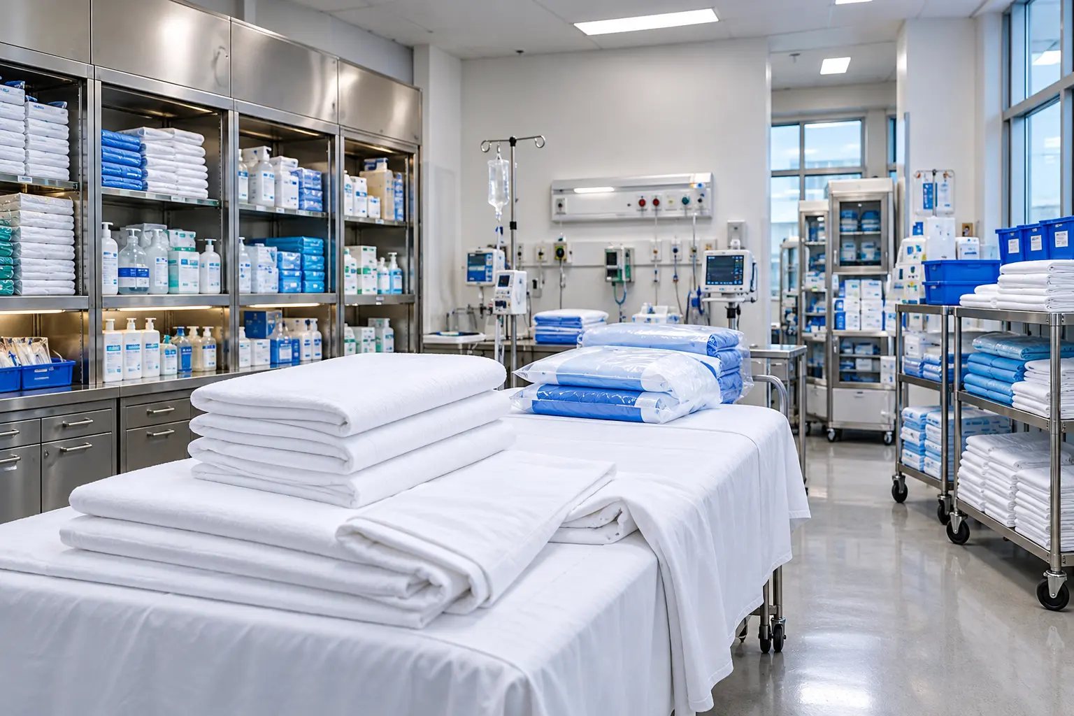 Clean hospital room with prepared beds